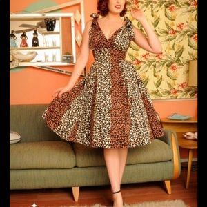 Deadly Dames Tie Me Up Leopard Print Dress